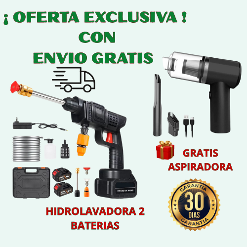 Combo Hidrolavadora 2 Baterías + Aspiradora